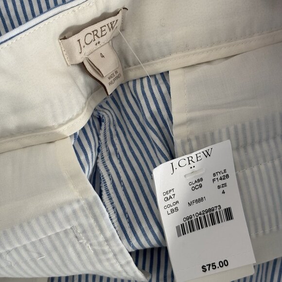 J Crew Skimmer City Fit Pants Blue Striped Women’s Size 4 Preppy Old Money NWT - Picture 3 of 14